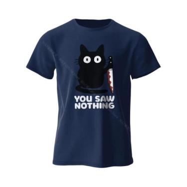 Imagem de Camiseta Feminina Engraçada Com Estampa De Gato, Algodão, Gola Redonda