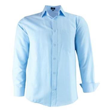 Imagem de Camisa Masculina Social Lbl Manga Longa Tecido Misto 3006, Azul bebê, 