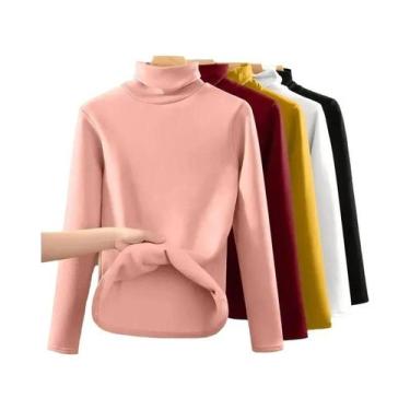 Imagem de Camiseta Térmica Feminina De Manga Longa Grossa E Quente, Gola Alta, P