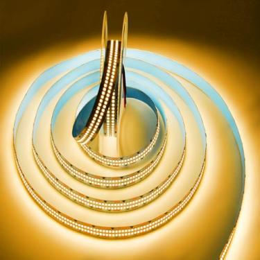 Imagem de SUYOOULIN Fita de luzes LED, regulável CC 12 V 5 m SMD 5054 (5050 atualizado) fileiras duplas 1200 LEDs 25000LM fita LED não impermeável para decoração de cozinha doméstica (branco quente 3500K)