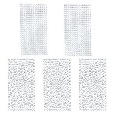 Imagem de Adesivos de strass adesivos transparentes pedras brilhantes joias adesivos de pérolas planas para artesanato faça você mesmo decorações de maquiagem unhas (1725 peças)