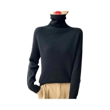 Imagem de Suéter Feminino De Lã Merino Com Manga Longa, Top Térmico Em Cor Sólid