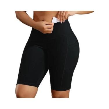 Imagem de Shorts Femininos De Treino Com Efeito Levanta Bumbum, Cor Sólida, 3 Bo