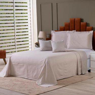 Imagem de Kit Cobre Leito Colcha Usual Queen 5 Peças Tecido Rústico Almofada Avelã 60% Algodão 40% Poliéster