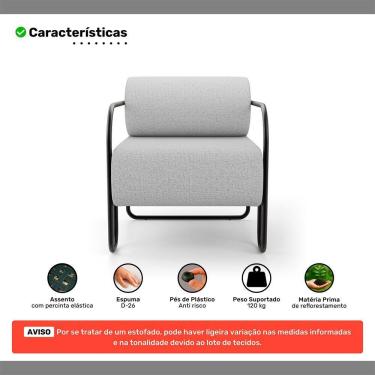 Imagem de Poltrona Decorativa Orgânica Living Miska Linho Cinza Claro - Desk Design