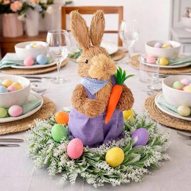 Imagem de Arranjo Centro De Mesa Decoração Ovos Coelho Páscoa De 30cm