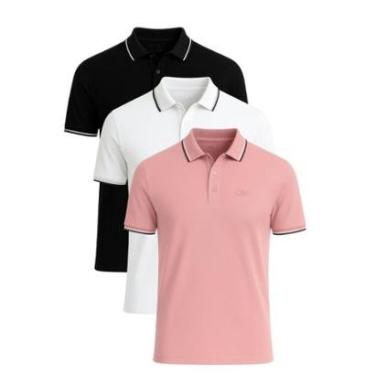 Imagem de Kit 3 Camisas Polo Masculina Básica Crocker-Masculino