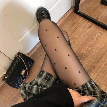 Imagem de Meia Calça com estampa de Coração Fio 20 - like4you, Único, Preto