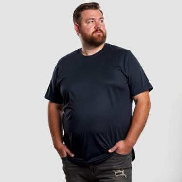 Imagem de Camisa Camiseta Plus Size Masculina Lisa 100% Algodão Gola Redonda Con