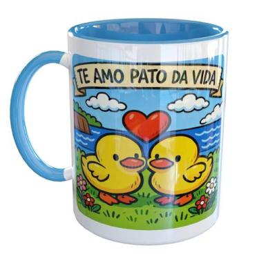 Imagem de Caneca Porcelana Dia Namorados Te Amo Patodavida - Pense Canecas, Azul