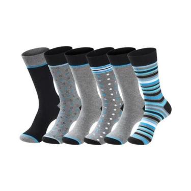 Imagem de Meias Sociais Pretas plus Size Para Negócios, 6 Pares, Algodão Macio, 