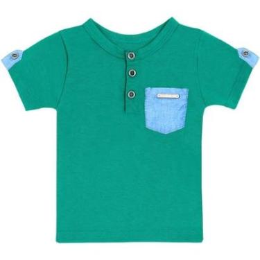 Imagem de Camiseta Infantil Look Jeans Manga Curta - 4P - VERDE-Masculino