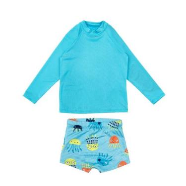 Imagem de Conjunto Blusa + Sunga Infantil Menino Praia Proteção Solar - Água Viv