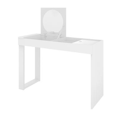 Imagem de Mesa Escrivaninha Penteadeira Play 2 Gavetas com Espelho Design Multifuncional MDF Branco