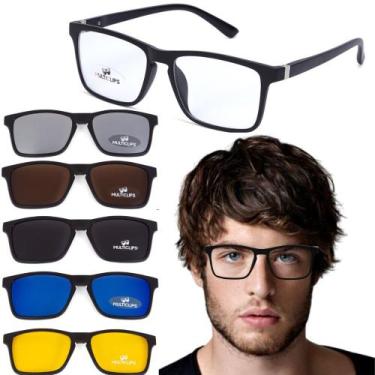 Imagem de Armação Óculos Grau Masculino Em Tr Clip On 6 Em 1 Polarizado Uva Uvb 