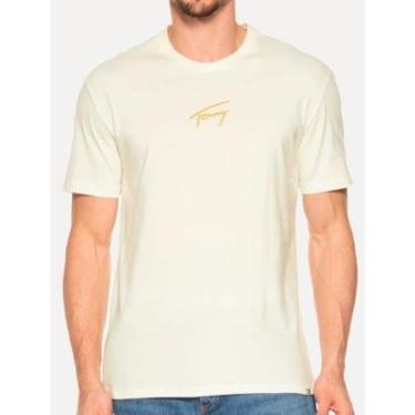 Imagem de Camiseta Tommy Jeans Masculina Embroidered Signature Center Off-White-Masculino