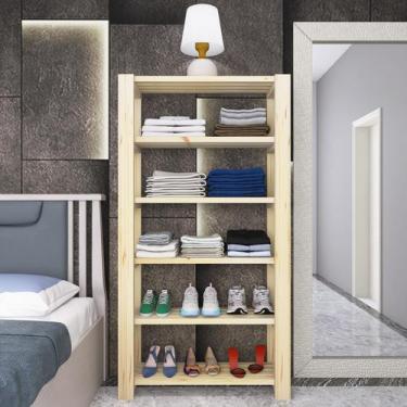 Imagem de Aparador Alto com 5 Níveis em Madeira  Ideal para Todos os Ambientes -