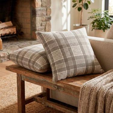 Imagem de Kit 4 Capas De Almofadas 45x45 Linho Bege Cru Natural Sala Sofá Cama X