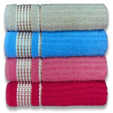 Imagem de Kit 4 Toalhas De Banho Caneladas Gigante Banhão 70 X 140 Beka Mega-absorção