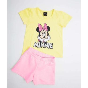 Imagem de Conjunto Infantil Manga Curta Minnie Disney Tam 1 a 3-63090, Amarelo, 