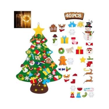 Imagem de Árvore De Natal De Feltro DIY Para Crianças Com Luzes, Decoração De Na