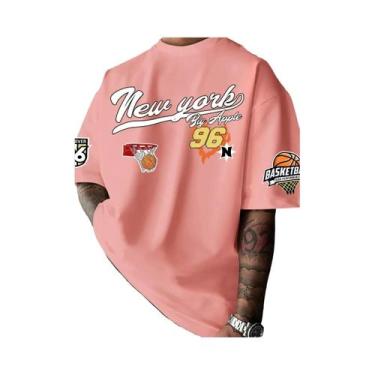 Imagem de Camiseta Casual Estilo Basquete Masculina De Verão, Respirável, Gola R