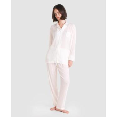 Imagem de Pijama Feminino Longo Jacquard Macio Marfim Lohe, Marfim, XG