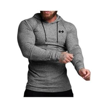 Imagem de Camisetas De Corrida Masculinas Slim Fit Com Capuz, Finas E Tricotadas