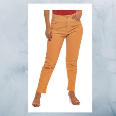 Imagem de Calça Feminina Mom Telha com cinto opcional - 1899 - Jimy, 40, Telha, 