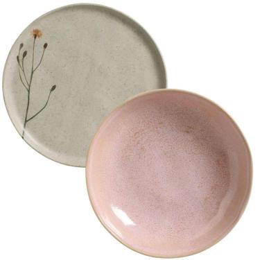 Imagem de Jogo 2 Pratos Raso 27cm e Fundo 830ml Cerâmica Porto Brasil Campestre Litchi Stoneware