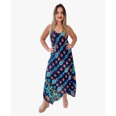 Imagem de Vestido Feminino Indiano Longo Alça Plus Size -Cod.0117 - Aleci Fashio