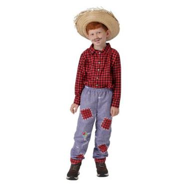 Imagem de Camisa Festa Junina Infantil Xadrez Vermelha Caipira Longa - Fantasias