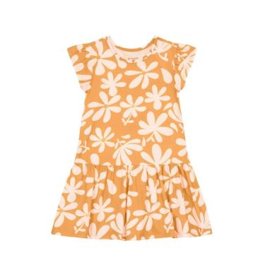 Imagem de Vestido infantil menina de flores Brandili -Laranja