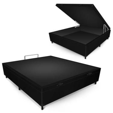Imagem de Box Baú Max Ultra Suede Preto Casal 138x188x42cm - MAXPUMA