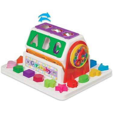 Imagem de Brinquedo Educativo Gira Baby com Blocos Aprendizado Interativo 18 Figuras Mercotoys