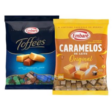 Imagem de Bala Caramelos Tradicional + Toffees Sortida Embaré - 2 Pacotes