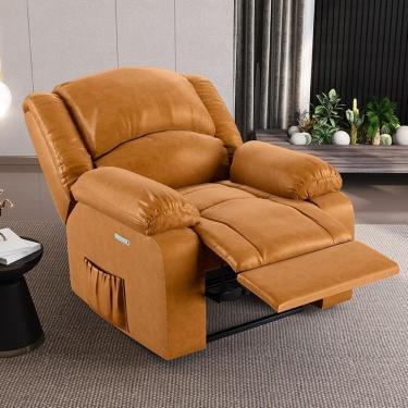 Imagem de Poltrona Reclinável Elétrica Madrid G23 com Massagem Usb Pu Whisky Bivolt Gran Belo