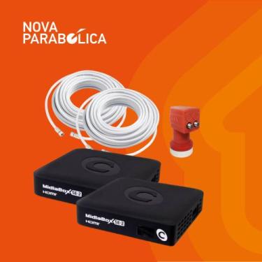Imagem de Kit 2 Receptores Century Midiabox SE2 + Lnbf Duplo + Cabo + Conectores