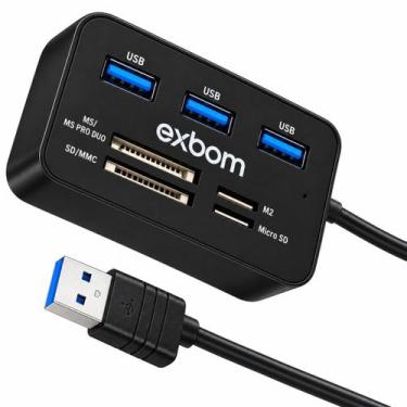 Imagem de Adaptador Hub Plug Usb 2.0 Leitor Cartão Micro Sd 7 Em 1 Portas Preto 