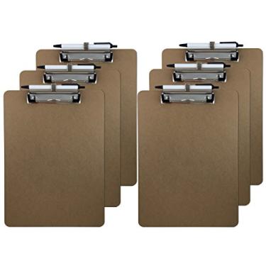 Imagem de Prancheta de suporte de caneta, tamanho carta, clipe de perfil baixo, cartão rígido, pacote com 6 (caneta incluída)