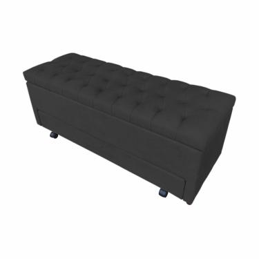 Imagem de Calçadeira Baú Paris Capitonê Solteiro 90 cm Suede Preto