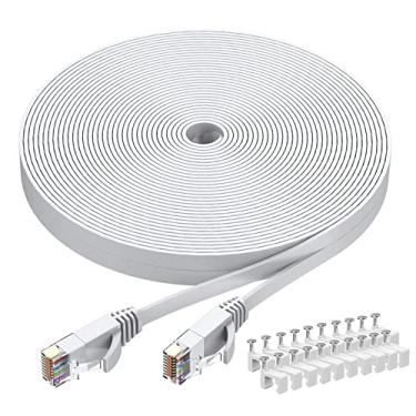 Imagem de BUSOHE Cabo Ethernet Cat6 1,5 m branco, Cat-6 Flat RJ45 Computador Internet LAN Rede Ethernet Patch Cord - 1,5 m