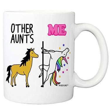 Imagem de MyCozyCups Gifts For Aunts - Caneca de café unicórnio Outras tias Me - Copo único engraçado para tia, irmã, favorita de Aunticorn de Niece, sobrinho - aniversário, Natal, presente de apreciação para ela, mulheres, Branco, 11oz, 1