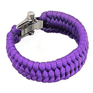 Imagem de SENRISE Pulseira de sobrevivência Paracord, multiferramenta de emergência, com manilha de aço inoxidável, serve em pulsos com menos de 25 cm, pacote com 1, roxo, 9.9 inches, Aço inoxidável