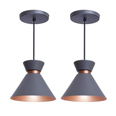 Imagem de Kit 2 Pendente Lustre Luminária Berlin 15cm Cinza