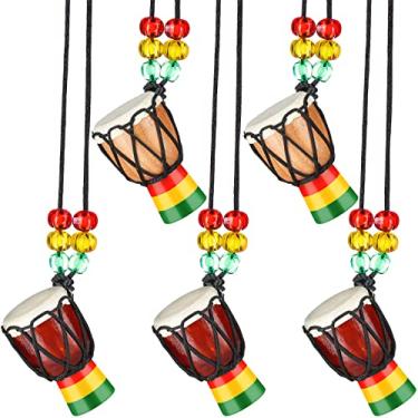 Imagem de 5 Pçs Colares de Instrumento Djembe, Mini Pingente Tambor Africano, Madeira Clássica, Mão Congo, Tambores, Jóias Colar Tambor e Percussão para Adolescentes Homens Mulheres, Suprimentos de Festa, Presente Escolar para Estudante