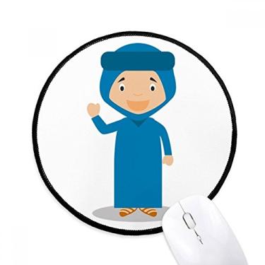 Imagem de Mouse pad azul sorriso Argélia desenho animado tapete redondo para computador