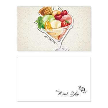 Imagem de Cartão de agradecimento cereja laranja morango fruta doce sorvete papel de aniversário saudação casamento apreciação