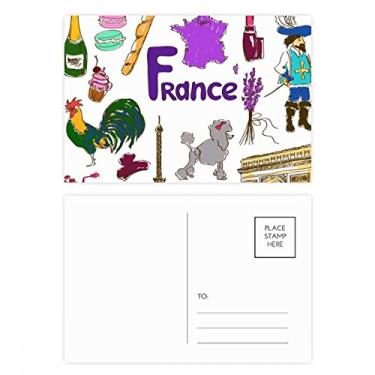 Imagem de Conjunto de cartão postal com bandeira nacional de animais da França, envio de aniversário, cartão de agradecimento