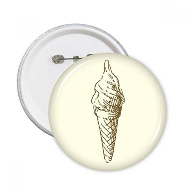 Imagem de Desenhos à mão marrons alfinetes redondos de sorvete doce botão emblema decoração acessório 5 peças